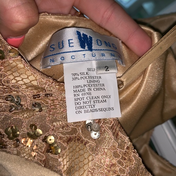 Sue Wong formal prom dress, gold/tan color - Picture 3 of 3